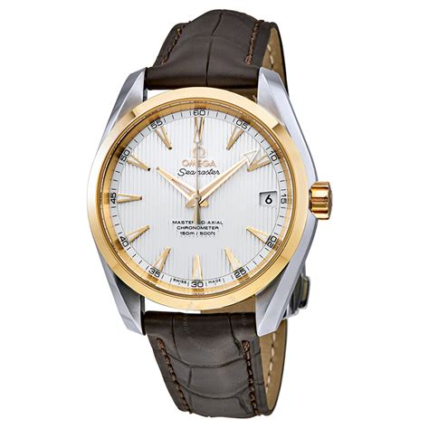 omega aqua terra silver dial brown leather mens|omega seamaster aqua terra dial.